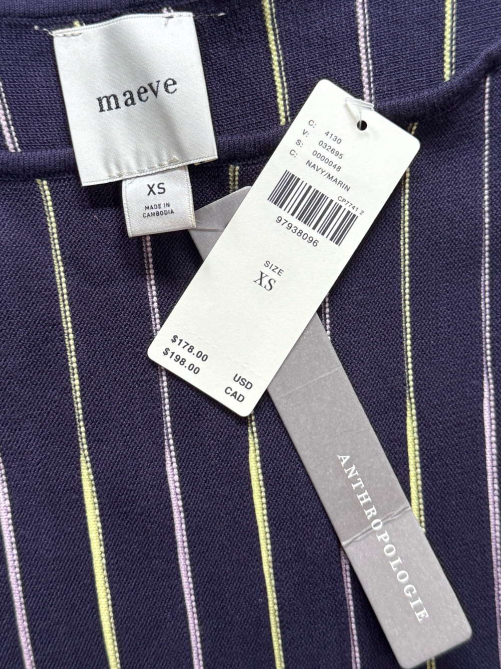 Anthropologie Maeve Boat-Neck Fit & Flare Knit Mini Dress size XS NWT - Picture 7 of 12